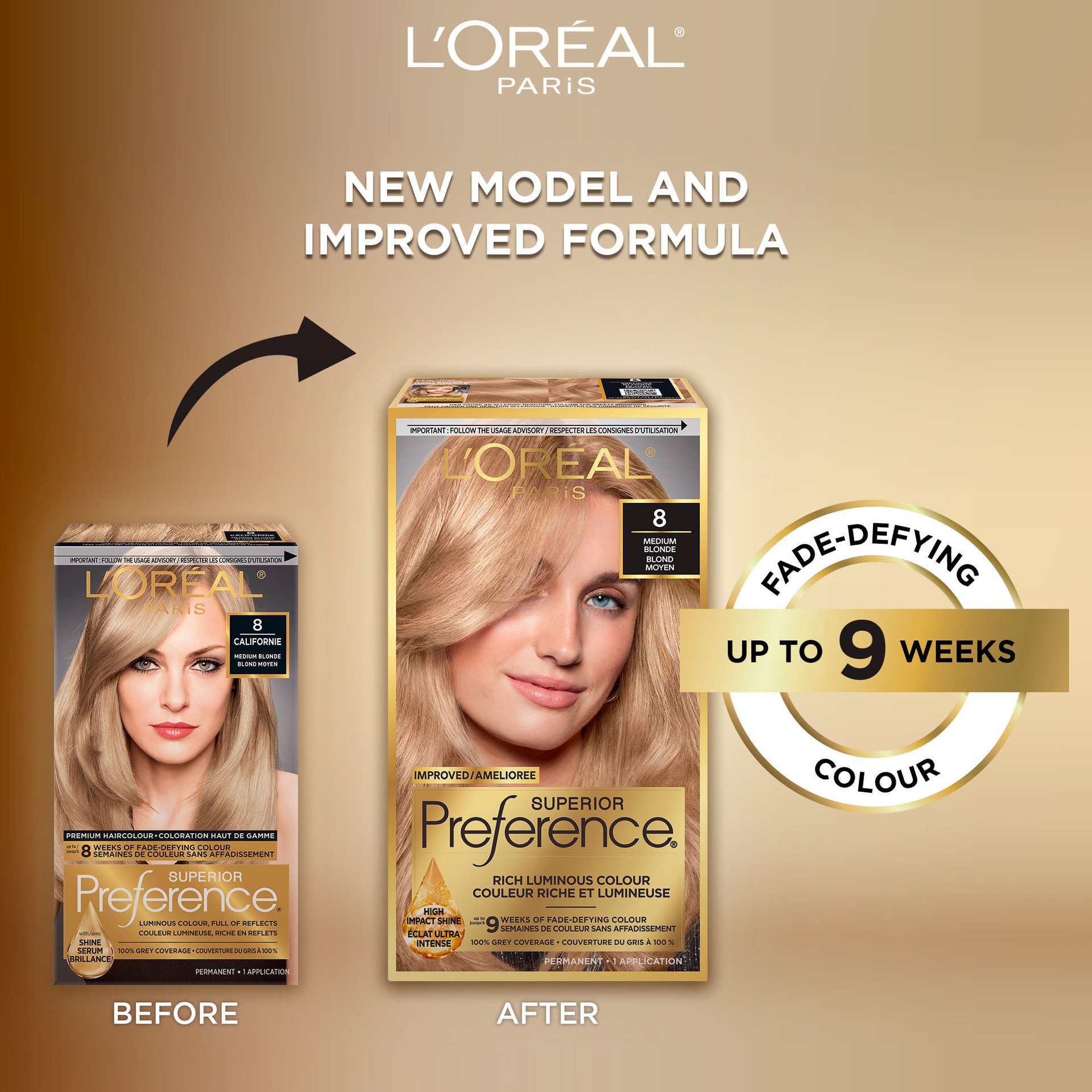 Old and new packaging of Superior Preference showcasing the new and improved formula